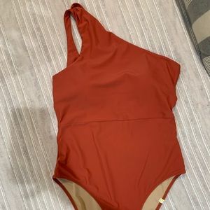 Summersalt one shoulder burnt orange one piece